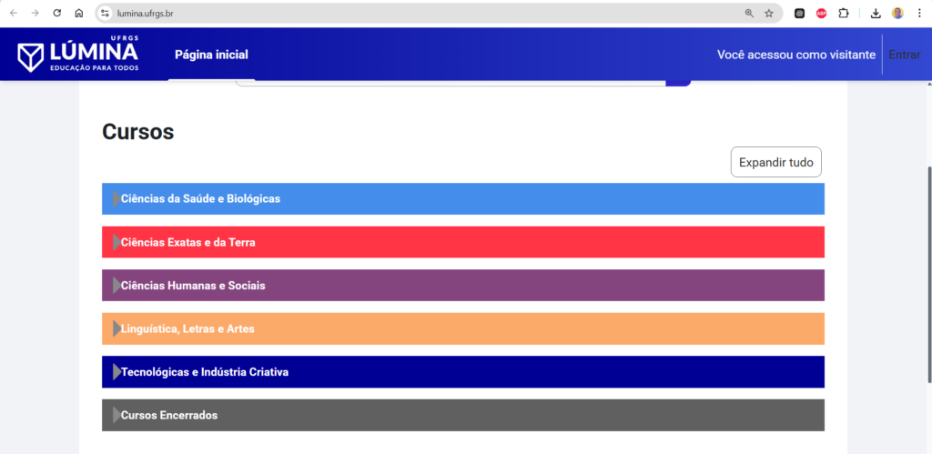 Plataforma Lúmina da UFRGS com cursos gratuitos online e certificado Plataforma Lúmina da UFRGS com cursos online gratuitos e certificado organizados por áreas do conhecimento