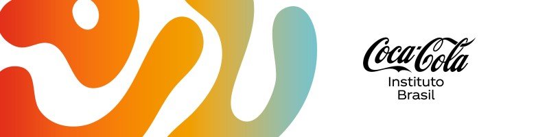 Banner do Instituto Coca-Cola Brasil com identidade visual do programa Coletivo Coca-Cola Jovem de capacitação profissional gratuita para jovens.