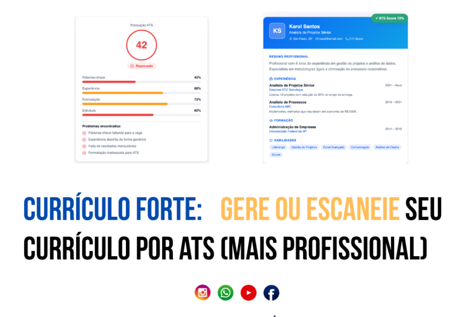 Gerar e escanear currículo online com análise ATS para melhorar chances de emprego