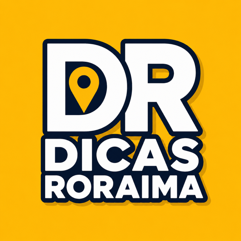 Imagem com a logo do Dicas Roraima em fundo amarelo, destacando a identidade visual do perfil @dicasroraimaa, guia de dicas em Boa Vista-RR e Roraima com conteúdos sobre restaurantes, eventos, passeios, serviços, cupons, promoções e lugares para conhecer.