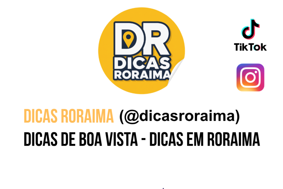 Logo do Dicas Norte (@dicasroraimaa), guia e perfil de dicas de Boa Vista, Roraima, com ícones do TikTok e Instagram e site marcossampaio.com.
